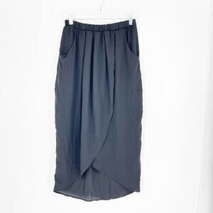Bobeau Stretchy Black Midi Skirt Size Medium